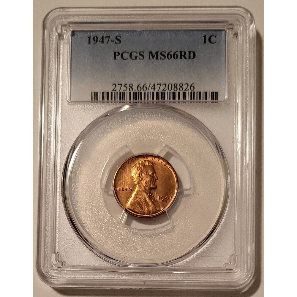 1947 S Lincoln Wheat Cent MS66 RED PCGS